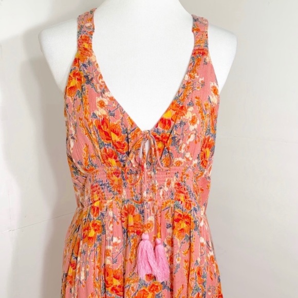 SOLD-Free People Twist Back Boho Floral Dress - Picture 5 of 12